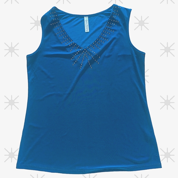 PerSeption Concept Blue w/ Gunmetal detail Sleeveless V-Neck Women's M/L - Picture 3 of 4